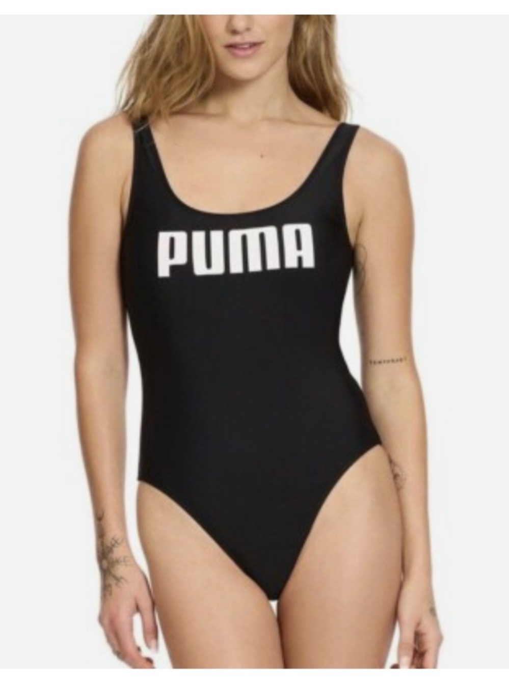 Puma Black One-Piece Swimsuit with White Logo